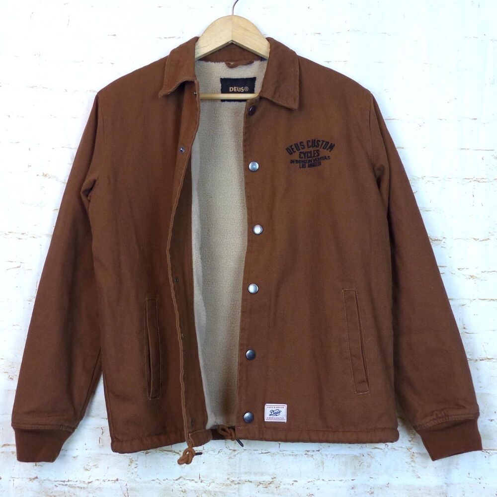 Deus Ex Machina Jacket Mens XS Brown Latham Canvas Coach Sherpa Lined Motorcycle - Picture 6 of 16